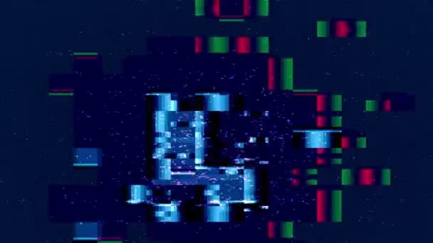 Real glitch transición digital distorsión pixel ruido — Vídeo de stock