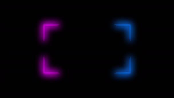 Brilhante neon frame logotipo fundo azul luz rosa — Vídeo de Stock