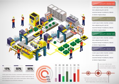 bilgi grafik fabrika ekipmanları kavramı çizimi