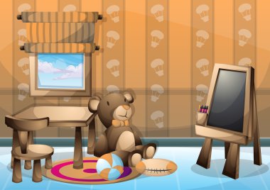 çizgi film vektör illüstrasyon iç çocuk odası ayrı katmanları ile