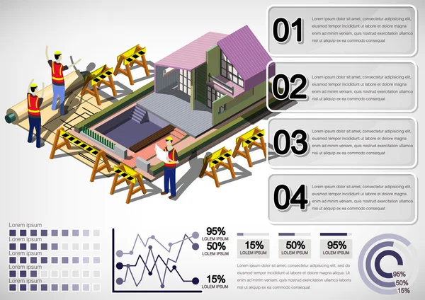 Illustration der Info Grafik Fabrikausstattungskonzept — Stockvektor