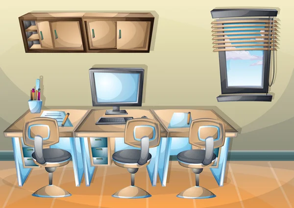 Cartoon vector illustratie interieur kantoorruimte — Stockvector