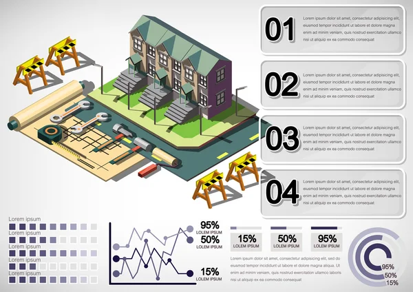 Abbildung der Info Grafik Hausstrukturkonzept — Stockvektor