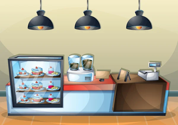 Fumetto vettoriale illustrazione interno caffetteria con strati separati — Vettoriale Stock
