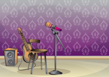 çizgi film vektör illüstrasyon iç müzik odası ayrı katmanları ile