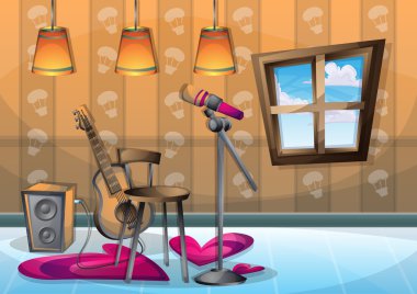 çizgi film vektör illüstrasyon iç müzik odası ayrı katmanları ile