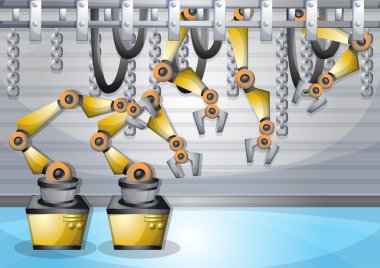 çizgi film vektör illüstrasyon iç fabrika oda ayrı katmanları ile