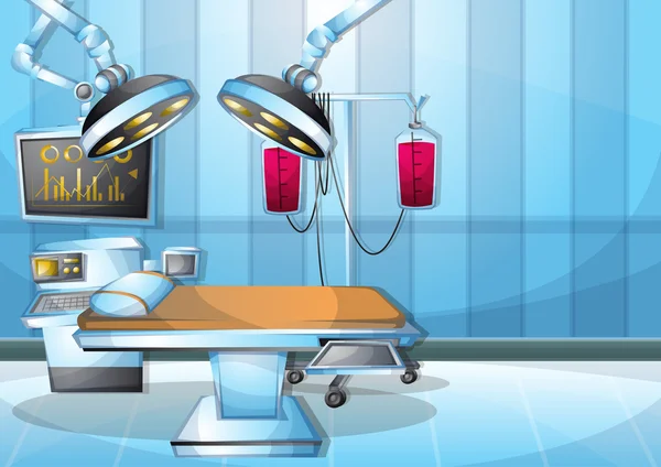分離層と漫画ベクトル図インテリア外科手術室 — ストックベクタ