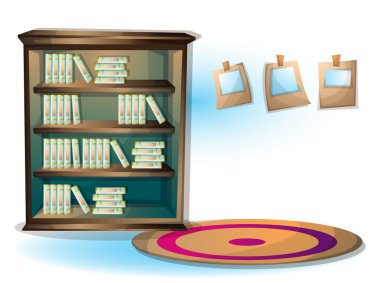 çizgi film vektör illüstrasyon iç Kütüphane oda ayrı katmanları ile