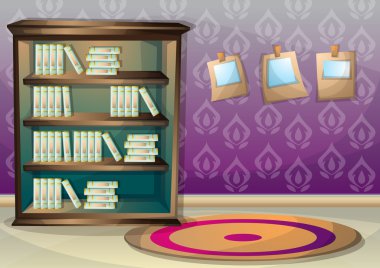 çizgi film vektör illüstrasyon iç Kütüphane oda ayrı katmanları ile