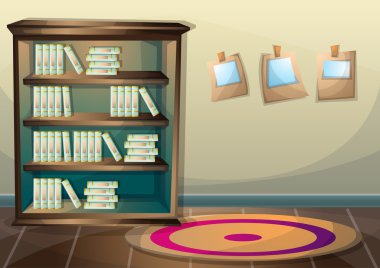 çizgi film vektör illüstrasyon iç Kütüphane oda ayrı katmanları ile