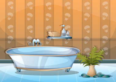 çizgi film vektör illüstrasyon iç spa oda ayrı katmanları ile