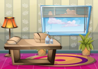 çizgi film vektör illüstrasyon iç spa oda ayrı katmanları ile