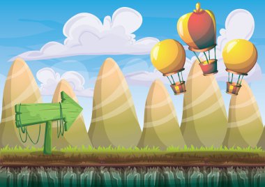 oyun sanatı ve animasyon oyun tasarım varlık için ayrılmış katmanları ile karikatür vektör doğa manzara arka plan