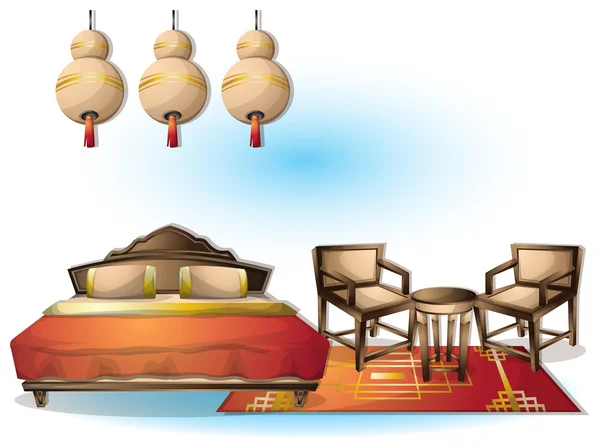Интерьер китайской комнаты с отдельными слоями — стоковый вектор