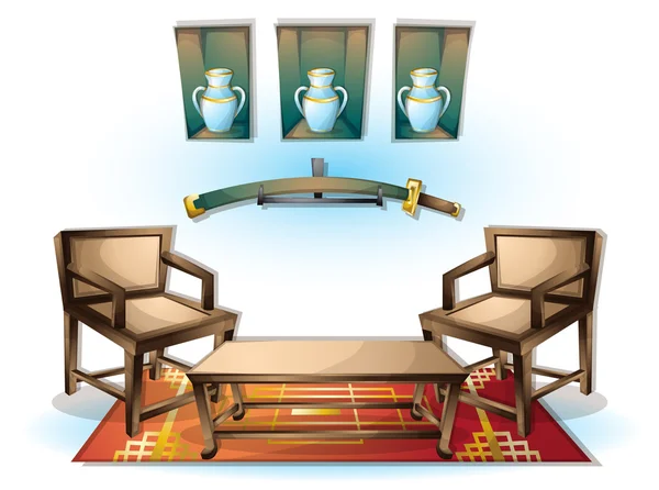 Интерьер китайской комнаты с отдельными слоями — стоковый вектор