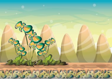 oyun sanatı ve animasyon oyun tasarım varlık için ayrılmış katmanları ile karikatür vektör doğa manzara arka plan