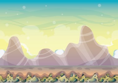 oyun sanatı ve animasyon oyun tasarım varlık için ayrılmış katmanları ile karikatür vektör doğa manzara arka plan