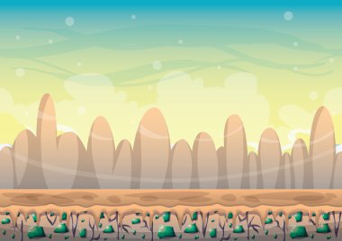 oyun sanatı ve animasyon oyun tasarım varlık için ayrılmış katmanları ile karikatür vektör doğa manzara arka plan