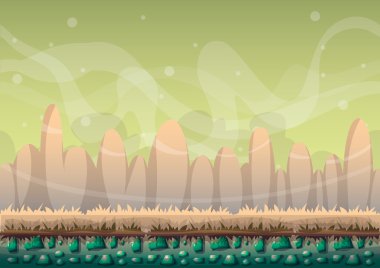 oyun sanatı ve animasyon oyun tasarım varlık için ayrılmış katmanları ile karikatür vektör doğa manzara arka plan