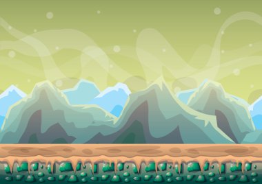oyun sanatı ve animasyon oyun tasarım varlık için ayrılmış katmanları ile karikatür vektör doğa manzara arka plan