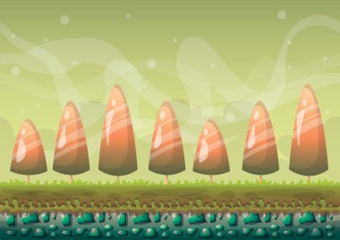 oyun sanatı ve animasyon oyun tasarım varlık için ayrılmış katmanları ile karikatür vektör doğa manzara arka plan