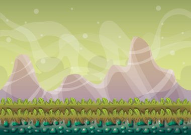 oyun sanatı ve animasyon oyun tasarım varlık için ayrılmış katmanları ile karikatür vektör doğa manzara arka plan