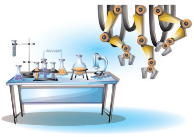 çizgi film vektör çizim Laboratuvarı iç oda ayrı katmanları ile