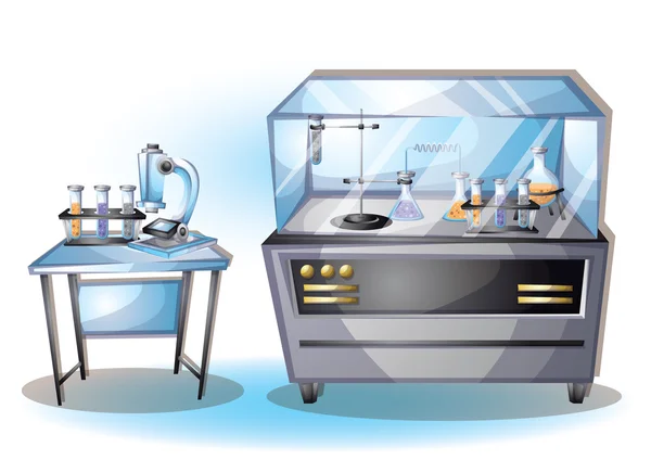 卡通矢量插图实验室内部空间与分层 — 图库矢量图片