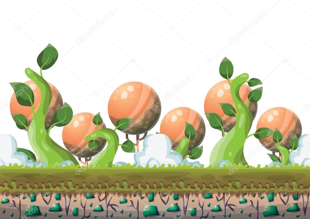 cartoon vector nature landscape background with separated layers for game art and animation game design asset
