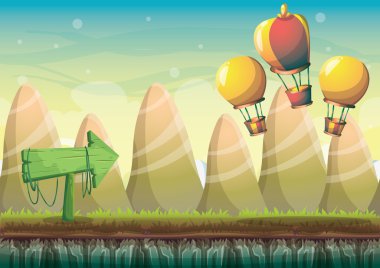 çizgi film vektör doğa manzara arka plan ile oyun sanat ve animasyon için ayrı katmanlar