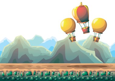 çizgi film vektör doğa manzara arka plan ile oyun sanat ve animasyon için ayrı katmanlar