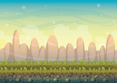 çizgi film vektör doğa manzara arka plan ile oyun sanat ve animasyon için ayrı katmanlar