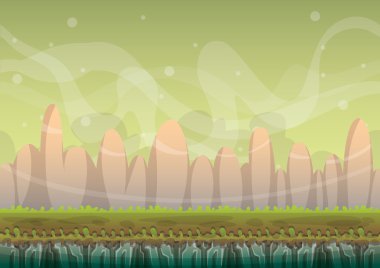 çizgi film vektör doğa manzara arka plan ile oyun sanat ve animasyon için ayrı katmanlar