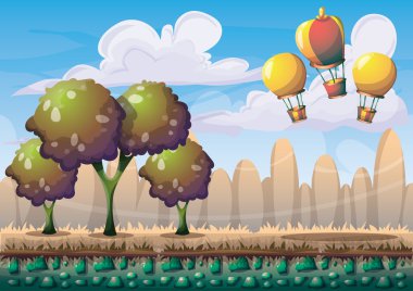 çizgi film vektör doğa manzara arka plan ile oyun sanat ve animasyon için ayrı katmanlar