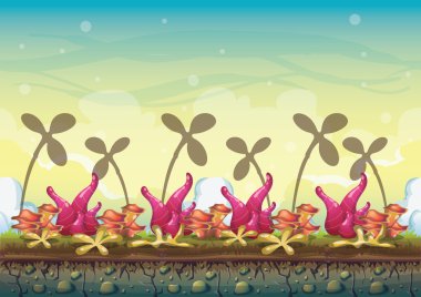 çizgi film vektör doğa manzara arka plan ile oyun sanat ve animasyon için ayrı katmanlar