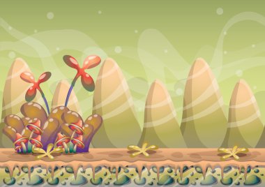 çizgi film vektör doğa manzara arka plan ile oyun sanat ve animasyon için ayrı katmanlar