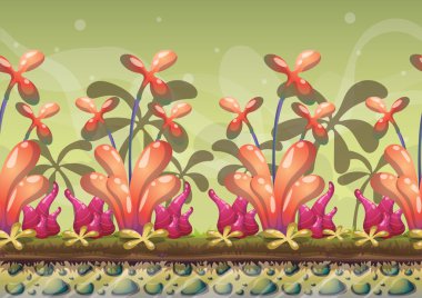 çizgi film vektör doğa manzara arka plan ile oyun sanat ve animasyon için ayrı katmanlar