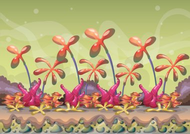 çizgi film vektör doğa manzara arka plan ile oyun sanat ve animasyon için ayrı katmanlar