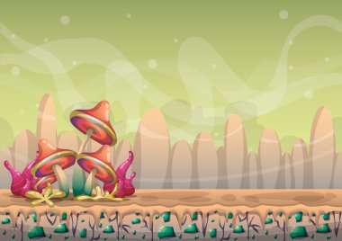 çizgi film vektör doğa manzara arka plan ile oyun sanat ve animasyon için ayrı katmanlar