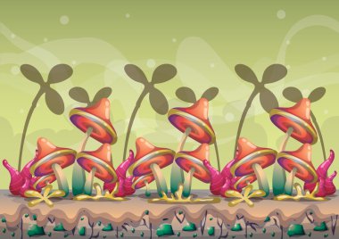 çizgi film vektör doğa manzara arka plan ile oyun sanat ve animasyon için ayrı katmanlar