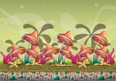 çizgi film vektör doğa manzara arka plan ile oyun sanat ve animasyon için ayrı katmanlar