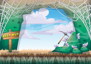 çizgi film vektör mağara oyunu ve animasyon için ayrı katmanları ile