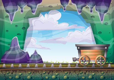 çizgi film vektör mağara oyunu ve animasyon için ayrı katmanları ile