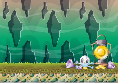 çizgi film vektör mağara oyunu ve animasyon için ayrı katmanları ile