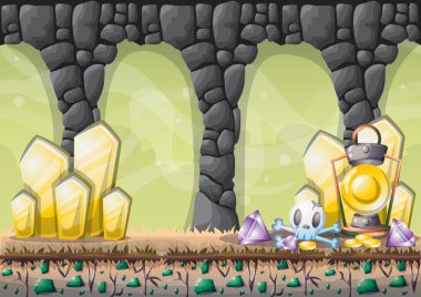 çizgi film vektör mağara oyunu ve animasyon için ayrı katmanları ile