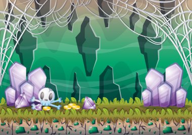 çizgi film vektör mağara oyunu ve animasyon için ayrı katmanları ile