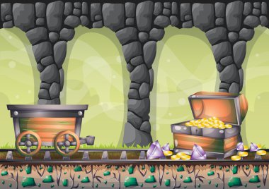 çizgi film vektör mağara oyunu ve animasyon için ayrı katmanları ile