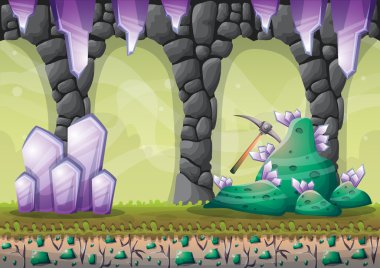 çizgi film vektör mağara oyunu ve animasyon için ayrı katmanları ile