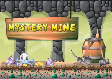 çizgi film vektör mağara oyunu ve animasyon için ayrı katmanları ile